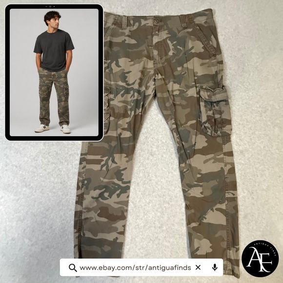 Wrangler Other - Wrangler Mens Regular Taper Camo Cargo Pants Grn/Brown Woodland Camouflage 38x31